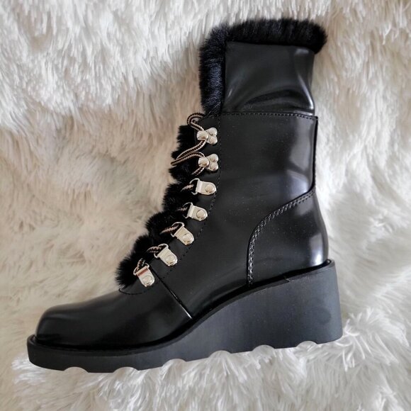 I.N.C. International Concepts Hannia Padded Patent Leather Wedge Lace Up Booties - Picture 4 of 8